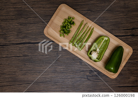 Various ways to cut peppers are displayed 126000198