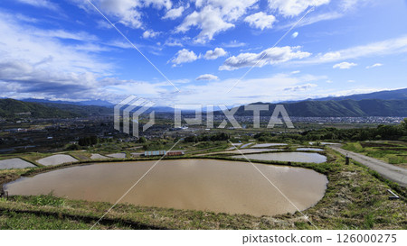 Spring at Obasute rice terraces in Chikuma City, Nagano Prefecture 126000275