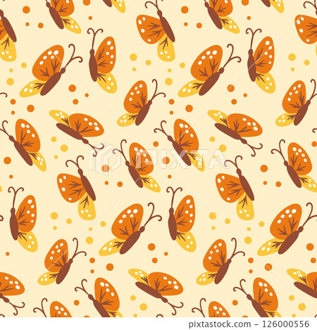 Seamless pattern with orange butterflies Seamless pattern with orange butterflies 126000556