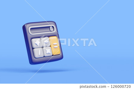 3d cartoon calculator icon for accounting finance isolated on blue background. minimal concept 3d render illustration 3d cartoon calculator icon for accounting finance isolated on blue background. minimal concept 3d render illustration 126000720