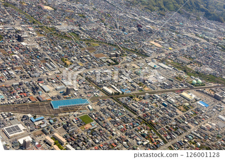 Aerial view of the area around Fukamachi, Yamagata City Aerial view of the area around Fukamachi, Yamagata City 126001128
