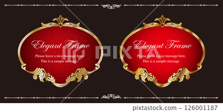 豪華典雅框架套裝，裝飾設計，裝飾邊框，典雅的背景，金子，紅色 126001187