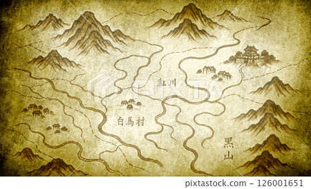 Hand-drawn map of a Japanese-style fantasy world 126001651