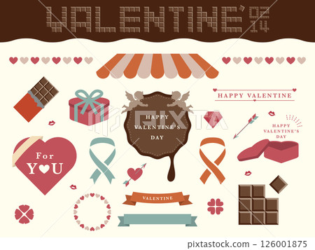Valentine's Day material with retro pop color scheme 126001875