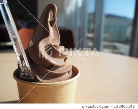 Delicious chocolate flavoured soft serve ice cream Delicious chocolate flavoured soft serve ice cream 126002148