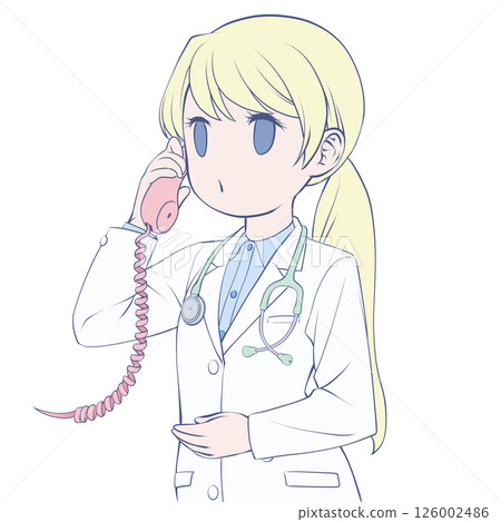 金髮女醫生在電話裡說話 — — 打電話 金髮女醫生在電話裡說話 — — 打電話 126002486