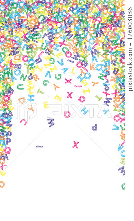 School notebook cover. Colorful childish floating letters of Latin alphabet. Foreign languages study concept. Back to school banner . School notebook cover. Colorful childish floating letters of Latin alphabet. Foreign languages study concept. Back to school banner . 126003036