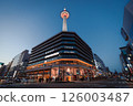 Kyoto Tower and the cityscape shining at dusk Kyoto Tower and the cityscape shining at dusk 126003487