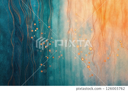 Ethereal abstract gradient art with flowing lines and warm-teal colors for modern decor and design 126003762