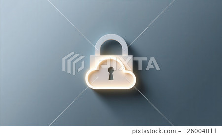 Stylized cloud and lock icon representing data security 126004011
