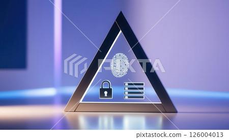 Futuristic triangle with security icons illuminated tech scene 126004013