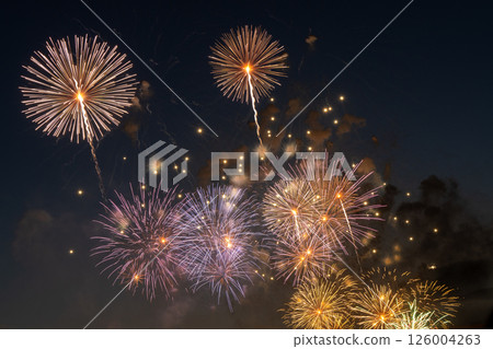 夏日夜空中綻放的絢麗煙火 126004263