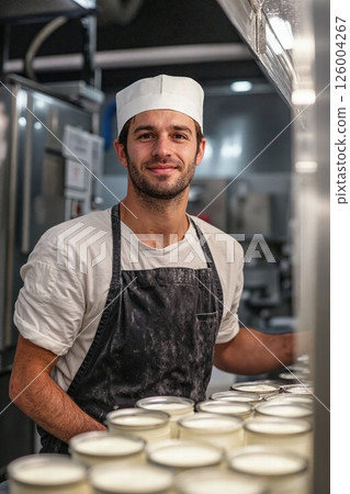 Artisan baker in action: capturing the heart of baking in a rustic kitchen setting 126004267