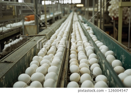 Egg production line efficiency in modern factory setting for agricultural industry 126004547