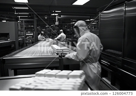 Industrial soap production process in a modern factory setting for manufacturing efficiency and hygiene Industrial soap production process in a modern factory setting for manufacturing efficiency and hygiene 126004773