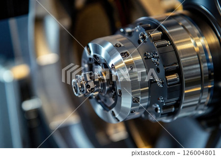 Precision engineering cnc metalworking close-up in modern industrial machinery setting Precision engineering cnc metalworking close-up in modern industrial machinery setting 126004801