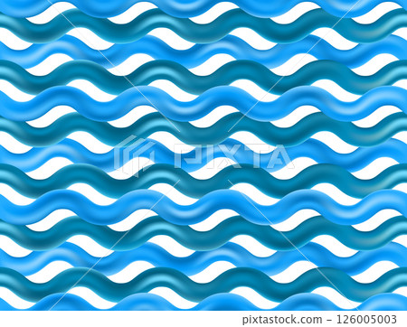 Seamless wavy line pattern with blue gradient waves on a white background. Modern fluid texture perfect for marine themes, textile design, packaging, and summer graphics 126005003