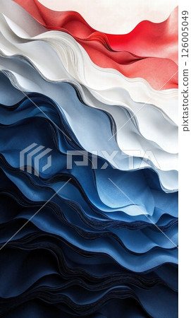 Abstract waves of red, white, and blue layers for artistic paper design Abstract waves of red, white, and blue layers for artistic paper design 126005049