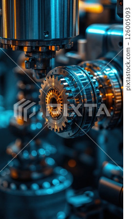 Industrial machinery close-up: precision engineering in action for cutting-edge manufacturing and mechanical design Industrial machinery close-up: precision engineering in action for cutting-edge manufacturing and mechanical design 126005093
