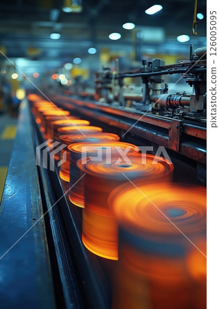 Industrial manufacturing process, steel production line machinery, high-tech automation equipment, motion blur dynamics in modern industry Industrial manufacturing process, steel production line machinery, high-tech automation equipment, motion blur dynamics in modern industry 126005095