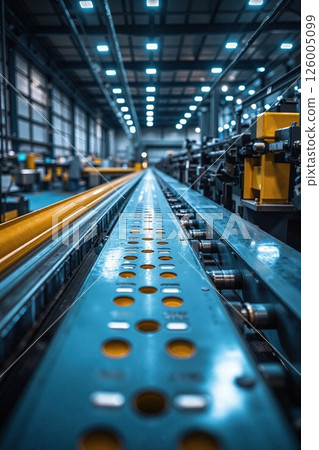Industrial precision: modern factory metalwork and automation in high-tech production line 126005099