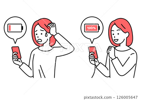 一名普通女子正在為她的智慧型手機電池組充電 126005647