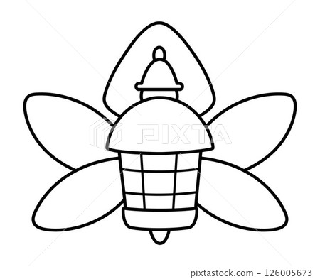 Vector black and white woodland fairy lantern with wings. Woodland princess flashlight line icon isolated on white. Fantasy forest lamp illustration, coloring page. Magic fairytale torch Vector black and white woodland fairy lantern with wings. Woodland princess flashlight line icon isolated on white. Fantasy forest lamp illustration, coloring page. Magic fairytale torch 126005673