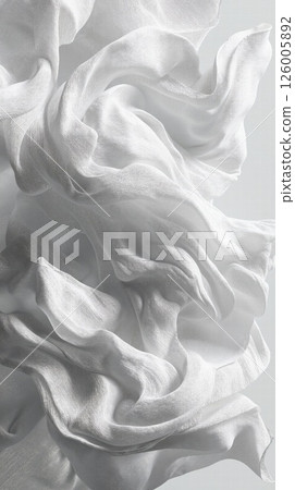 Elegant white fabric waves - minimalist design for modern art decor and fashion inspiration 126005892