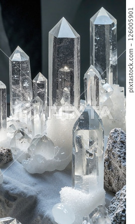 Ethereal crystal formations in natural light for serenity and inspiration in modern design 126005901