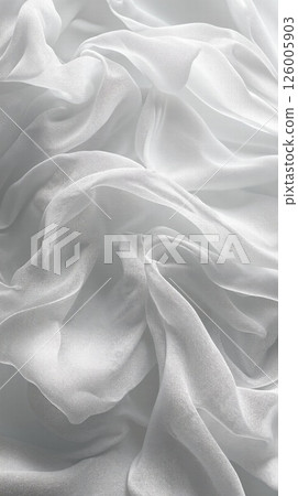 Ethereal white silk fabric waves for elegant interior design and fashion backdrop 126005903
