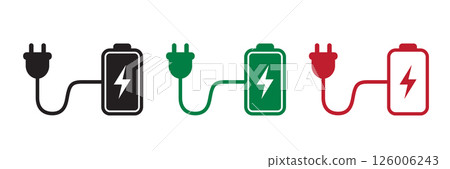 set of charging battery symbols icon pictogram isolated illustration set of charging battery symbols icon pictogram isolated illustration 126006243