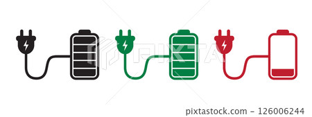 set of charging battery symbols icon pictogram isolated illustration 126006244