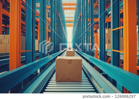 Industrial warehouse automation with conveyor system for efficient logistics solutions 126006297