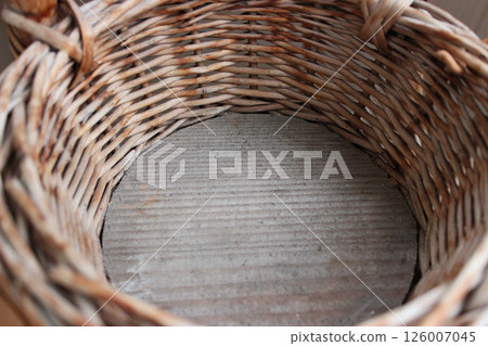 Angle View Of Aged Craft Traditional Wicker Basket Stock Photo Angle View Of Aged Craft Traditional Wicker Basket Stock Photo 126007045