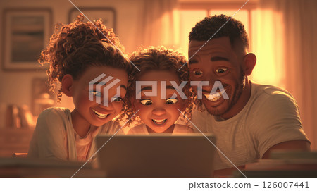 Family bonding time as parents help child with homework at home Family bonding time as parents help child with homework at home 126007441