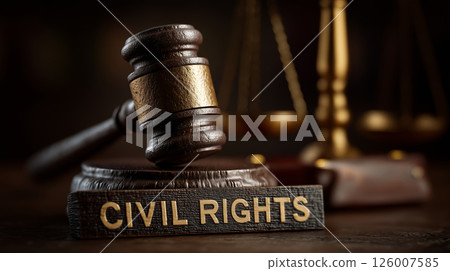 Judges gavel and scales symbolize justice in civil rights movement 126007585
