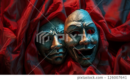 Classic drama and comedy masks representing theater Classic drama and comedy masks representing theater 126007641