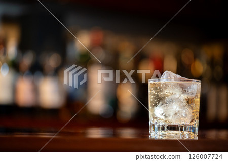 Alcohol on the bar counter 126007724