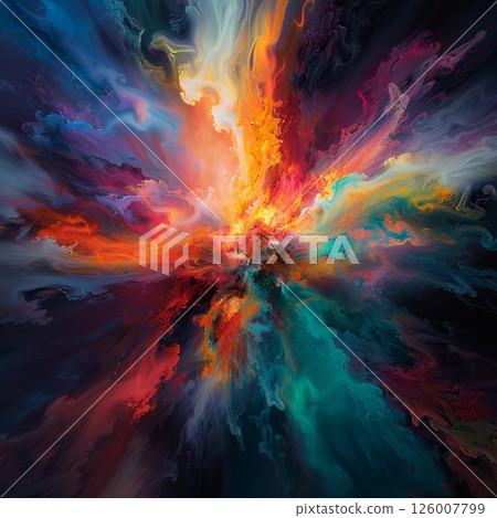 Abstract art of light emerging from a void, representing creativity with dynamic colors 126007799