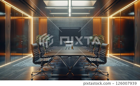 A high-level meeting setup with stylish furniture in a conference room 126007939