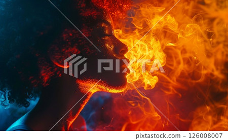 A dynamic advertising service designed for bold, standout brands with high-energy, fiery visuals 126008007