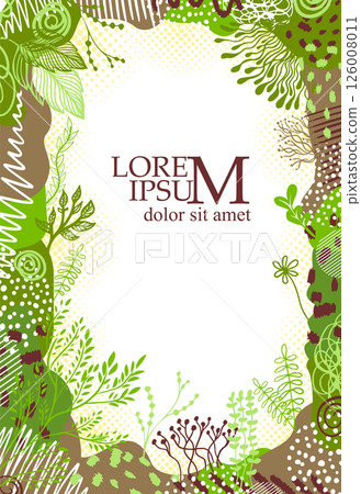 Floral vertical frame. hand drawn. Not AI, Vector illustration 126008011