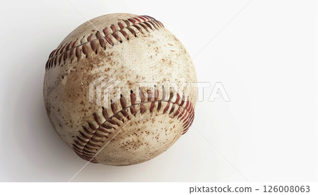 A vintage baseball ball on white backdrop, with space for text A vintage baseball ball on white backdrop, with space for text 126008063