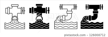 Water Pipe Icon Set. Plumbing Tube and Pipeline Collection.. Water Pipe Icon Set. Plumbing Tube and Pipeline Collection.. 126008712