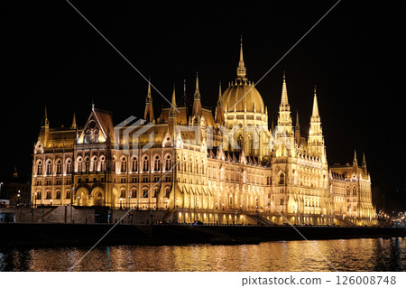 Night view of the Parliament building in Budapest view from the river Night view of the Parliament building in Budapest view from the river 126008748