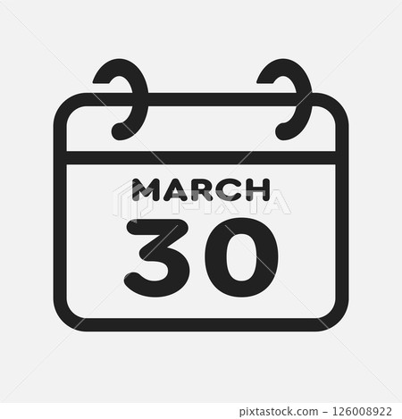 Icon page calendar day - 30 March Icon page calendar day - 30 March 126008922