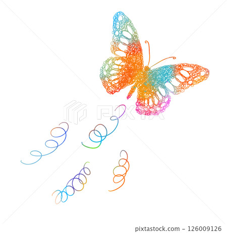 colored butterflies. hand drawing. Not AI. Vector illustration 126009126