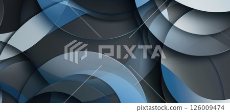 Futuristic Abstract Design with Overlapping Circles in Silver and Blue on Dark Gradient Futuristic Abstract Design with Overlapping Circles in Silver and Blue on Dark Gradient 126009474