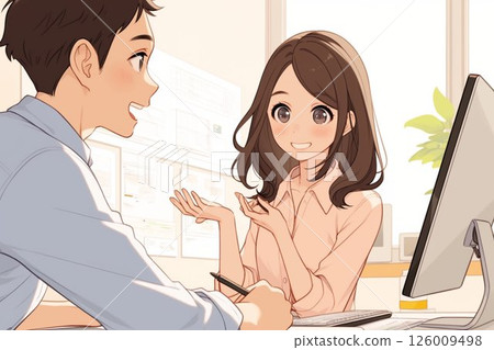 用雙手做手勢說話的女商人_插圖 1 126009498