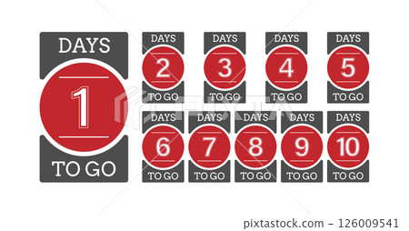 Days to GO. A set of countdown icons. A banner with the number of days before the start of the sale. Label for website, advertising, marketing Days to GO. A set of countdown icons. A banner with the number of days before the start of the sale. Label for website, advertising, marketing 126009541